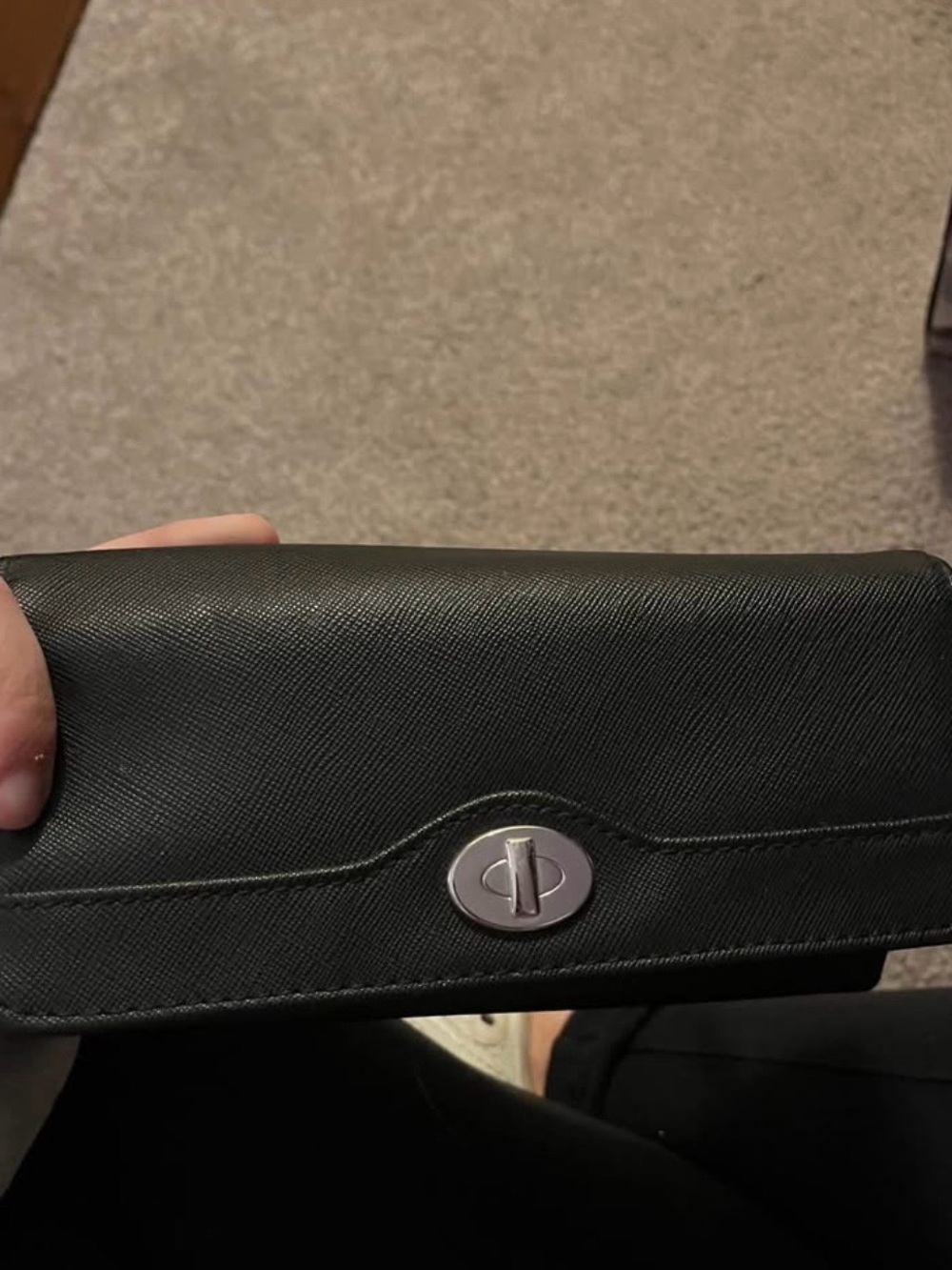 Charming Charlie Black Wallet Clutch with Silver Turn-Lock